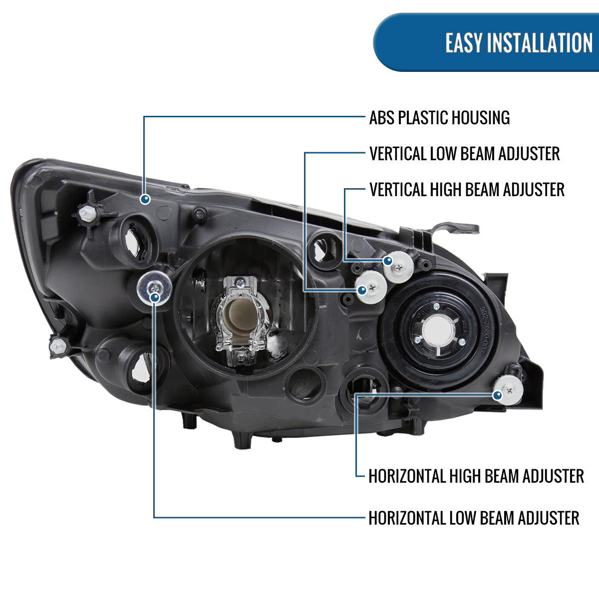 2001-2005 Lexus IS300 Halogen Headlights Pair | Chrome