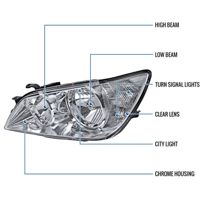 2001-2005 Lexus IS300 Halogen Headlights Pair | Chrome