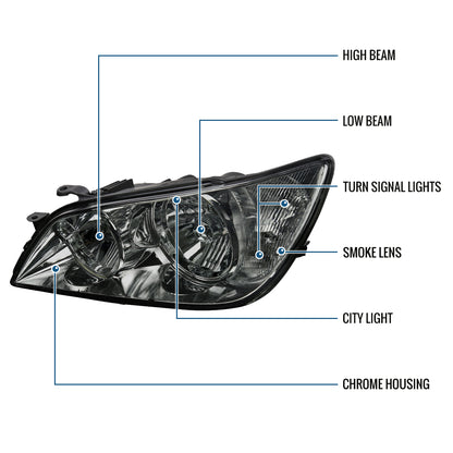 2001-2005 Lexus IS300 Halogen Headlights Pair | Smoke