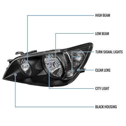 2001-2005 Lexus IS300 Halogen Headlights Pair | Black
