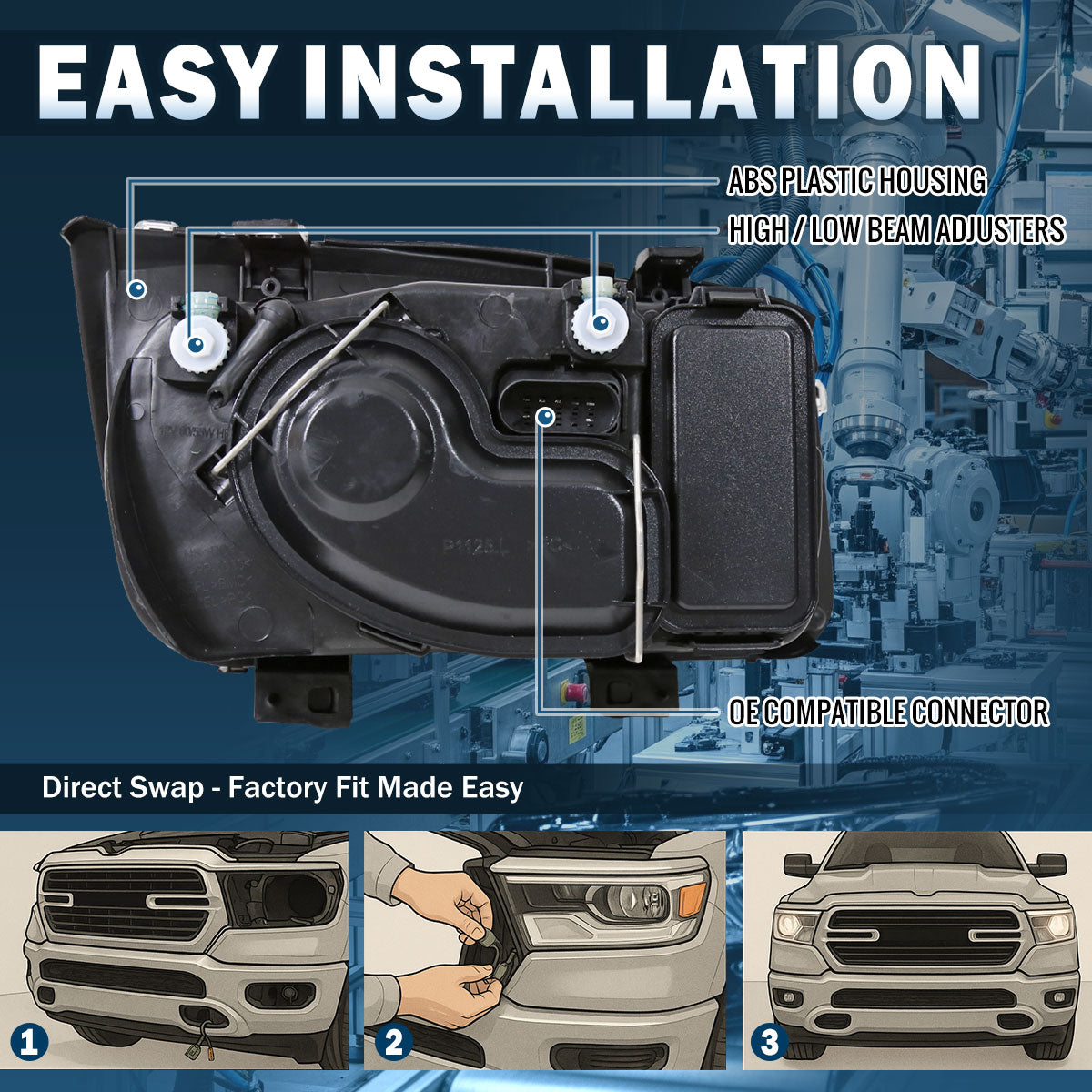 Ronnin - Se adapta a Volkswagen MK4 Jetta/Bora 1999-2005 | Par de ensamblaje de faros de repuesto | Ahumado