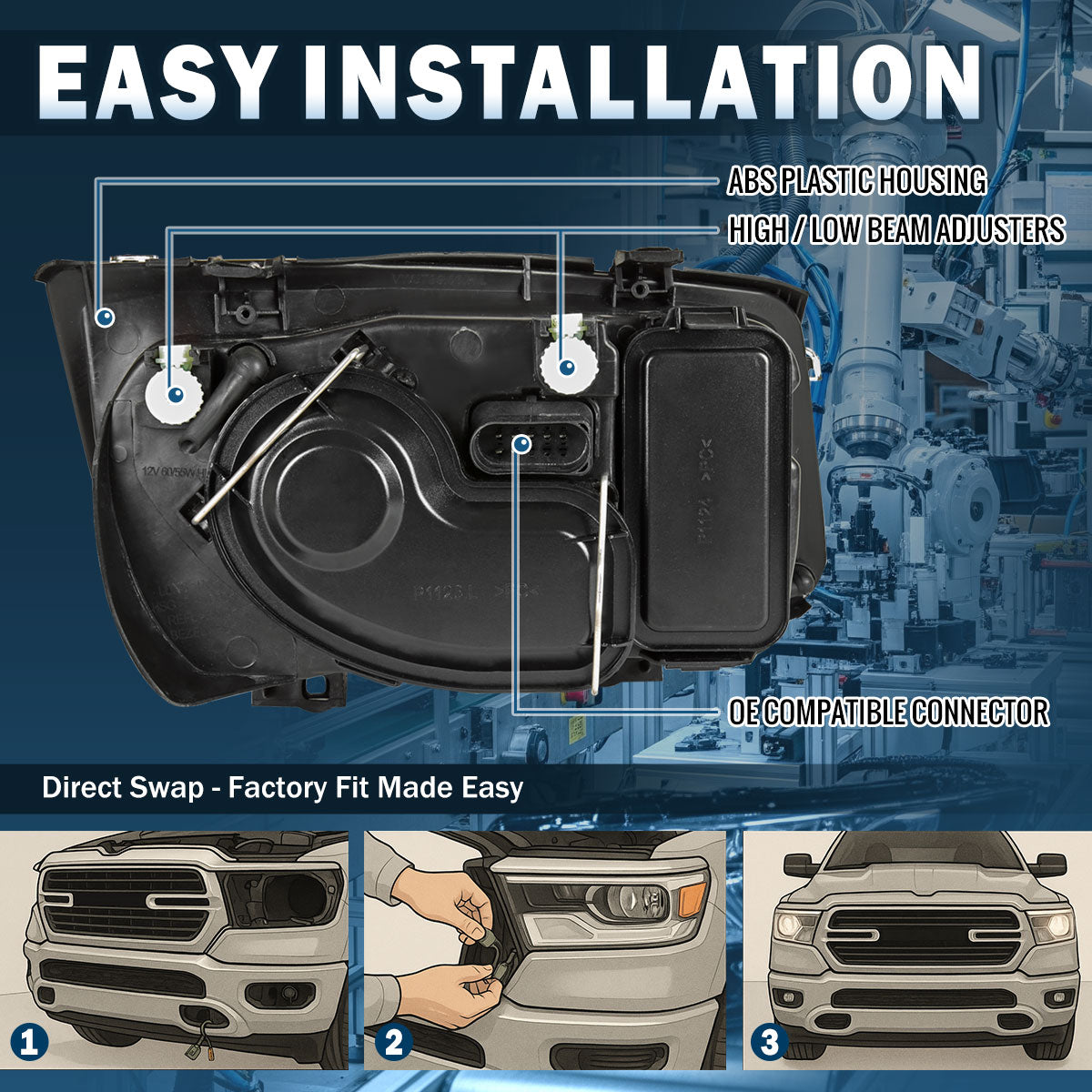 Ronnin - Faros de repuesto con luces antiniebla para Volkswagen MK4 Jetta/Bora 1999-2005, par | Negro