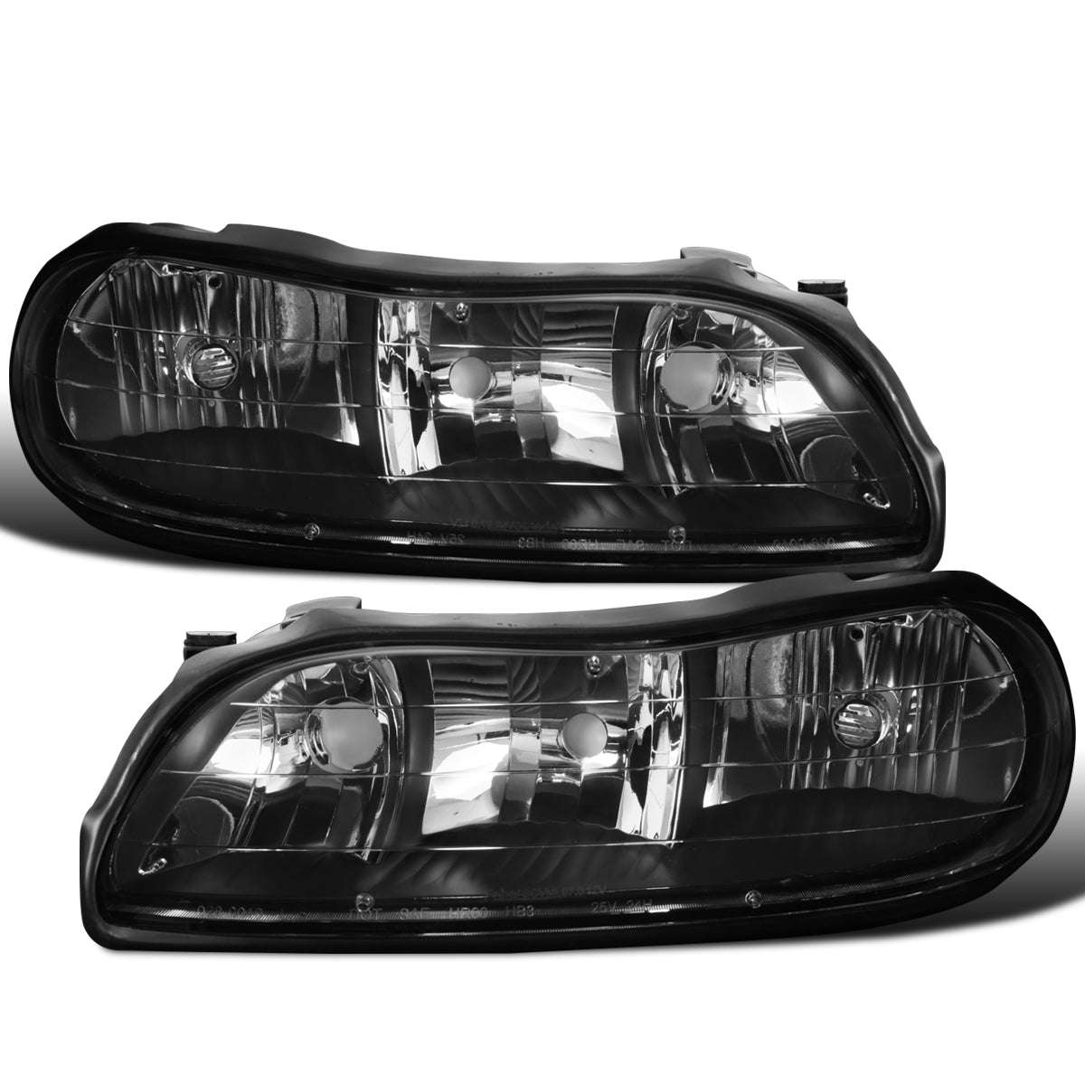 Ronnin - Se adapta a Chevy Malibu 1997-2003, Chevy Classic 2004-2005, Oldsmobile Cutlass 1997-1999, conjunto de faros de repuesto con reflector transparente, par | Negro
