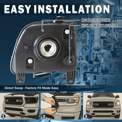 Ronnin - Compatible con Ford Mustang 2005-2009 | Par de faros halógenos de repuesto | Cromado