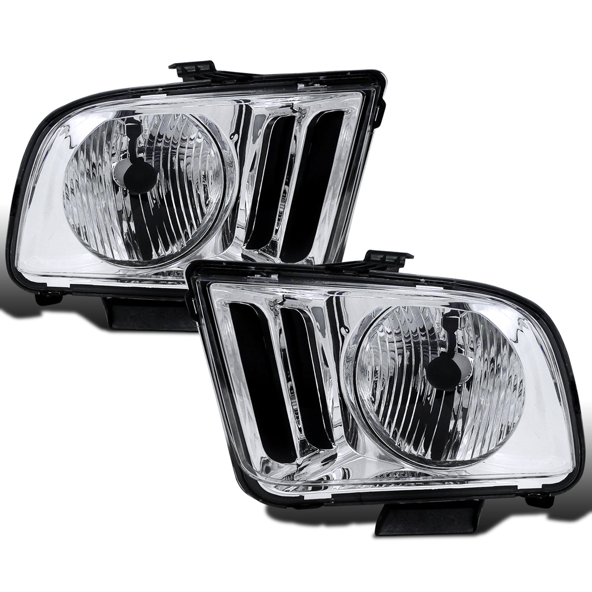 Ronnin - Compatible con Ford Mustang 2005-2009 | Par de faros halógenos de repuesto | Cromado