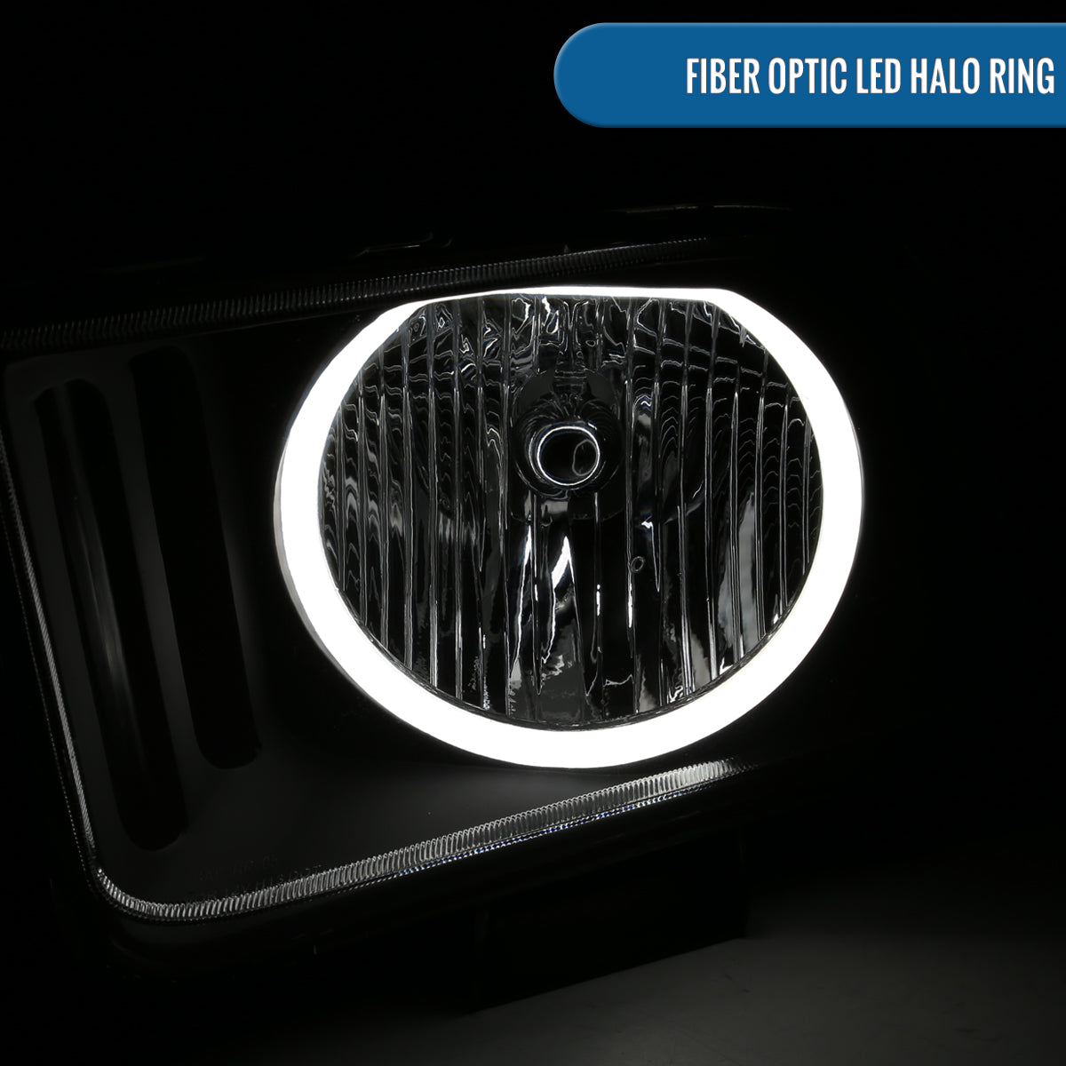 Ronnin - Conjunto de faros delanteros halógenos LED Halo Rim para Ford Mustang 2005-2009 | Negro