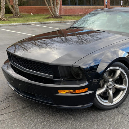 Ronnin - Conjunto de faros delanteros halógenos con aro LED para Ford Mustang 2005-2009 | Negro ahumado