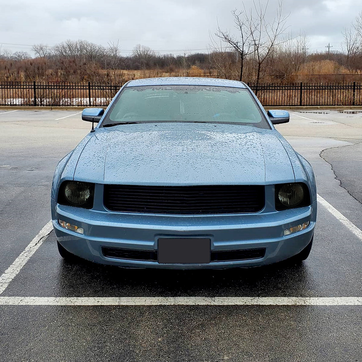 Ronnin - Compatible con Ford Mustang 2005-2009, par de faros halógenos de repuesto | Negro Ahumado
