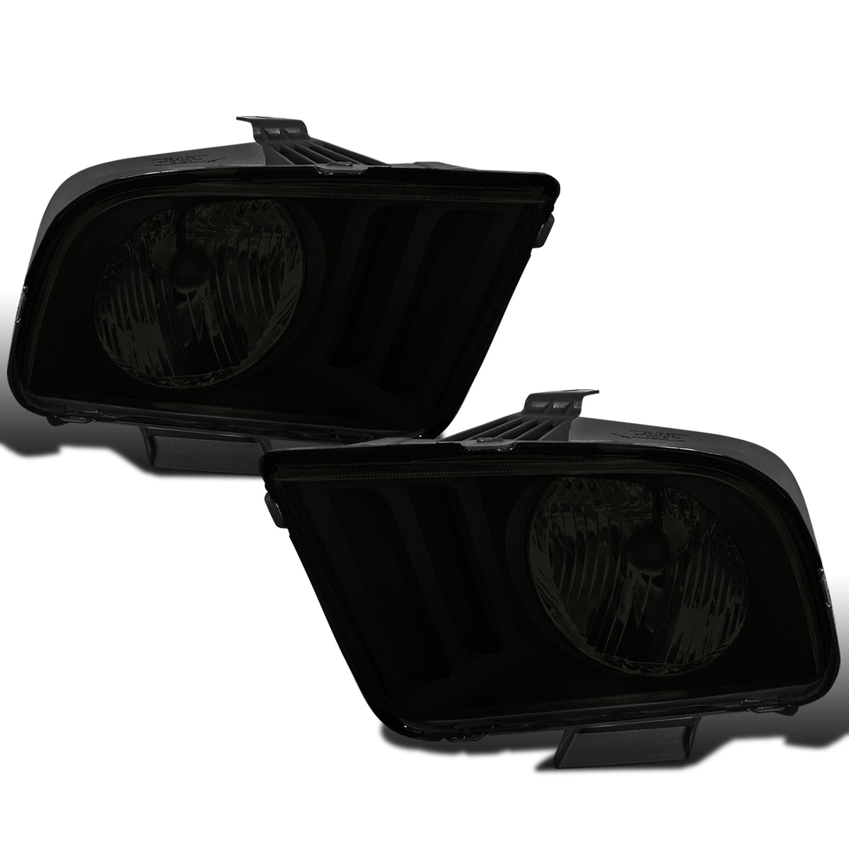 Ronnin - Compatible con Ford Mustang 2005-2009, par de faros halógenos de repuesto | Negro Ahumado