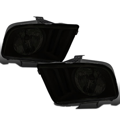 Ronnin - Compatible con Ford Mustang 2005-2009, par de faros halógenos de repuesto | Negro Ahumado