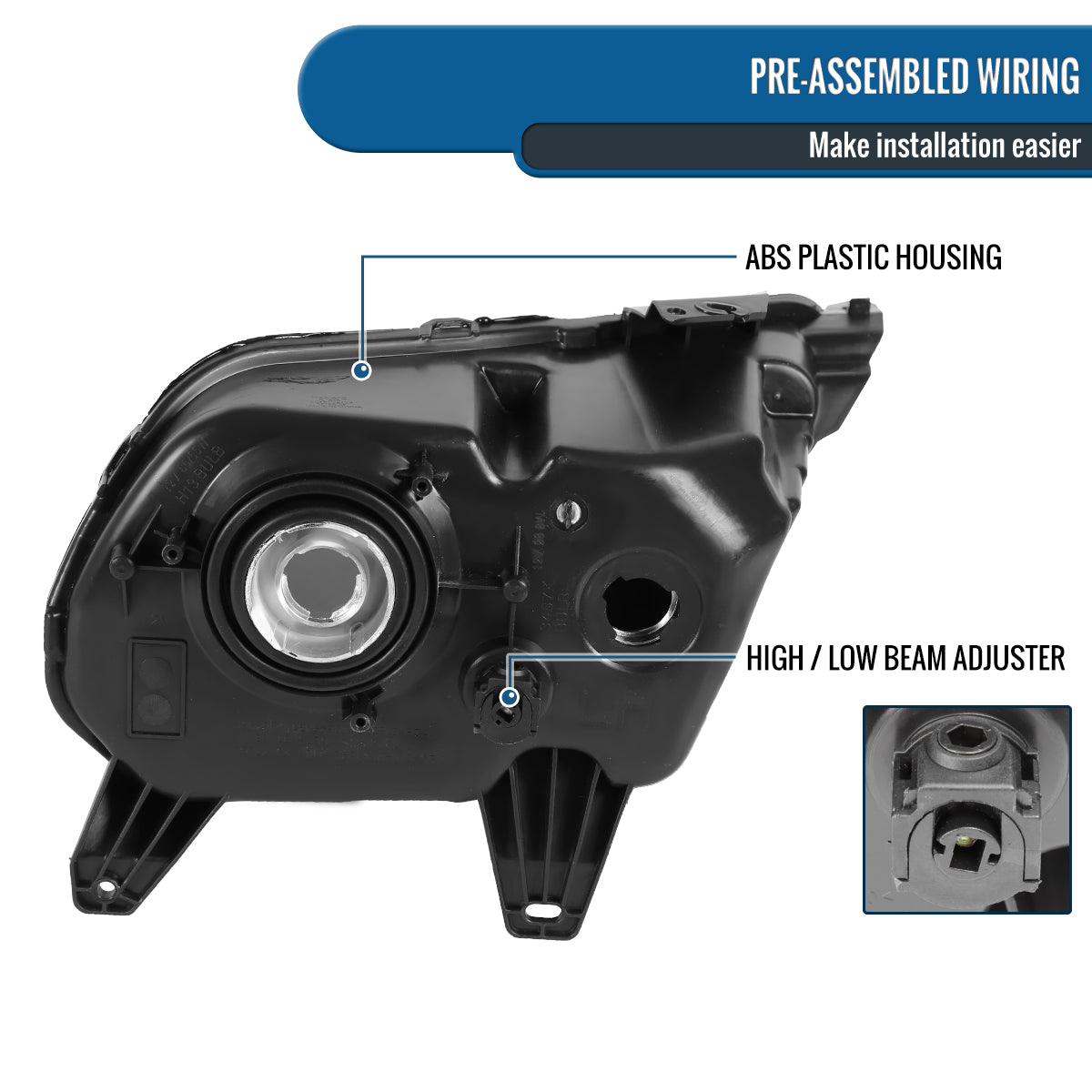 Ronnin - Fits 2010-2014 Ford Mustang Headlights Assembly Head Lamps Replacement Pair | Smoke