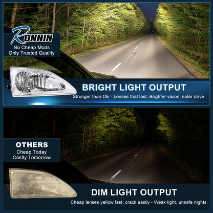 1994 -1998 Ford Mustang Headlights Pair | Chrome
