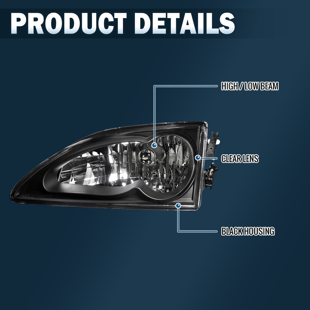 1994 -1998 Ford Mustang Headlights Pair | Black