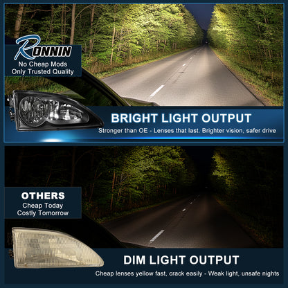 1994 -1998 Ford Mustang Headlights Pair | Black