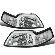Ronnin - Fits 1999-2004 Ford Mustang Clear Reflector Factory Replacement Headlights Assembly Pair | Chrome