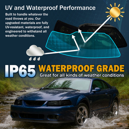 Ronnin - Conjunto de faros delanteros de repuesto con reflector transparente para Ford Mustang 1999-2004, par | Ahumado