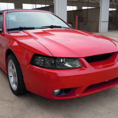 Ronnin - Conjunto de faros delanteros de repuesto con reflector transparente para Ford Mustang 1999-2004, par | Ahumado