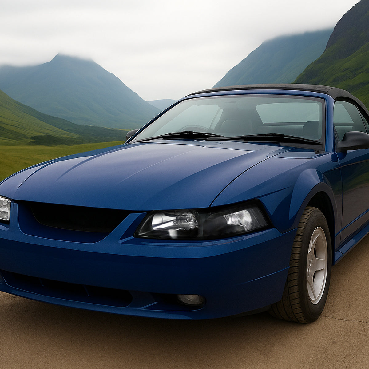 Ronnin - Conjunto de faros delanteros de repuesto con reflectores transparentes para Ford Mustang de 1999-2004, par | Negro