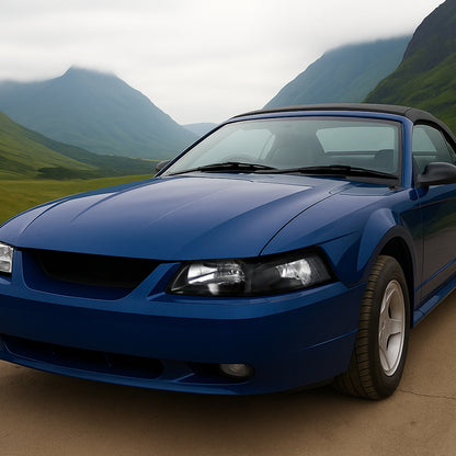 Ronnin - Conjunto de faros delanteros de repuesto con reflectores transparentes para Ford Mustang de 1999-2004, par | Negro