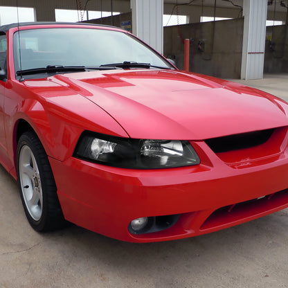 Ronnin - Conjunto de faros delanteros de repuesto con reflectores transparentes para Ford Mustang de 1999-2004, par | Negro