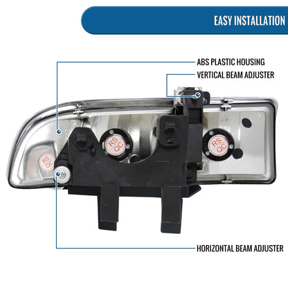 Ronnin - Fits 1998-2004 Chevy S10 Blazer Factory Replacement Headlights Assembly Pair | Chrome