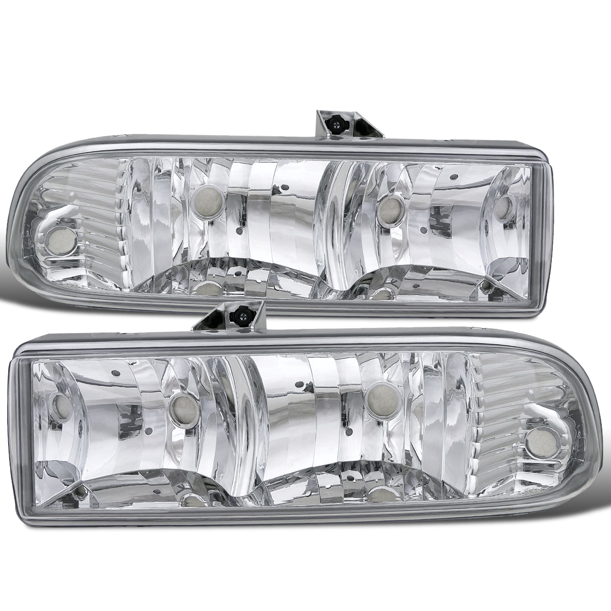 Ronnin - Fits 1998-2004 Chevy S10 Blazer Factory Replacement Headlights Assembly Pair | Chrome