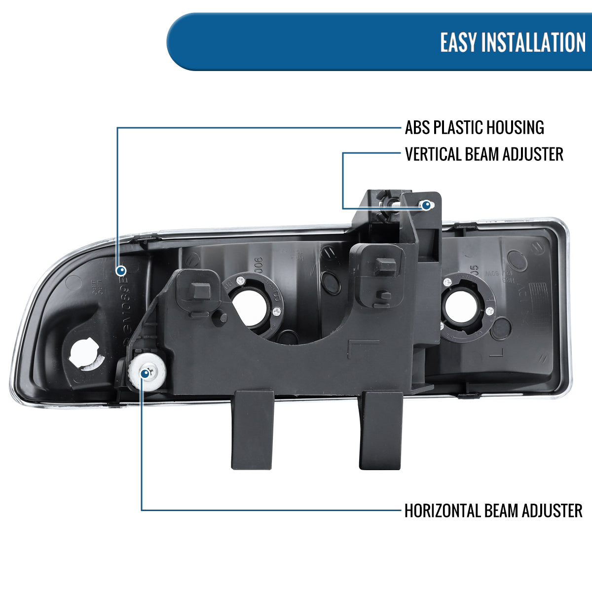 Ronnin - Fits 1998-2004 Chevy S10 Blazer Factory Replacement Headlights Assembly Pair | Black