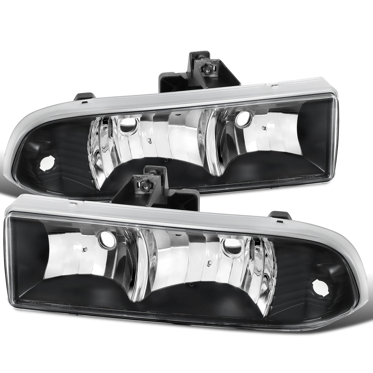 Ronnin - Fits 1998-2004 Chevy S10 Blazer Factory Replacement Headlights Assembly Pair | Black