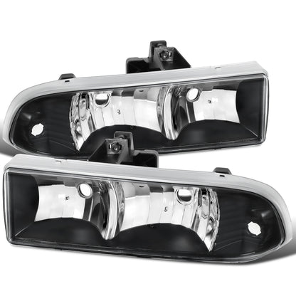 Ronnin - Fits 1998-2004 Chevy S10 Blazer Factory Replacement Headlights Assembly Pair | Black