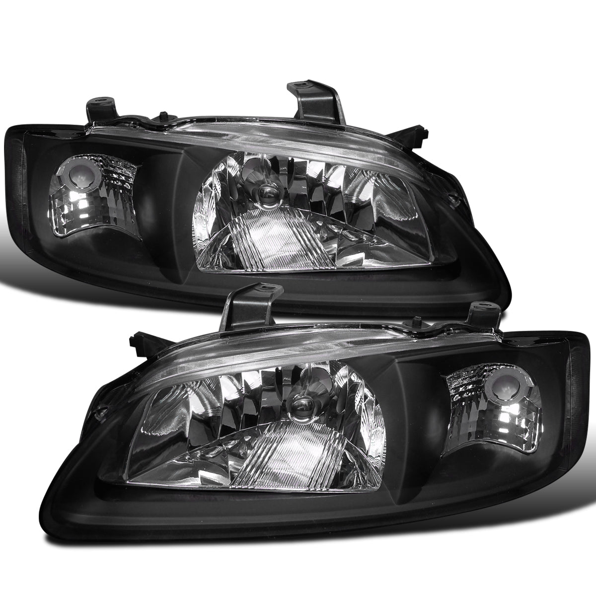 Ronnin - Fits 2000-2003 Nissan Sentra Clear Reflector Factory Replacement Headlights Assembly Pair | Black