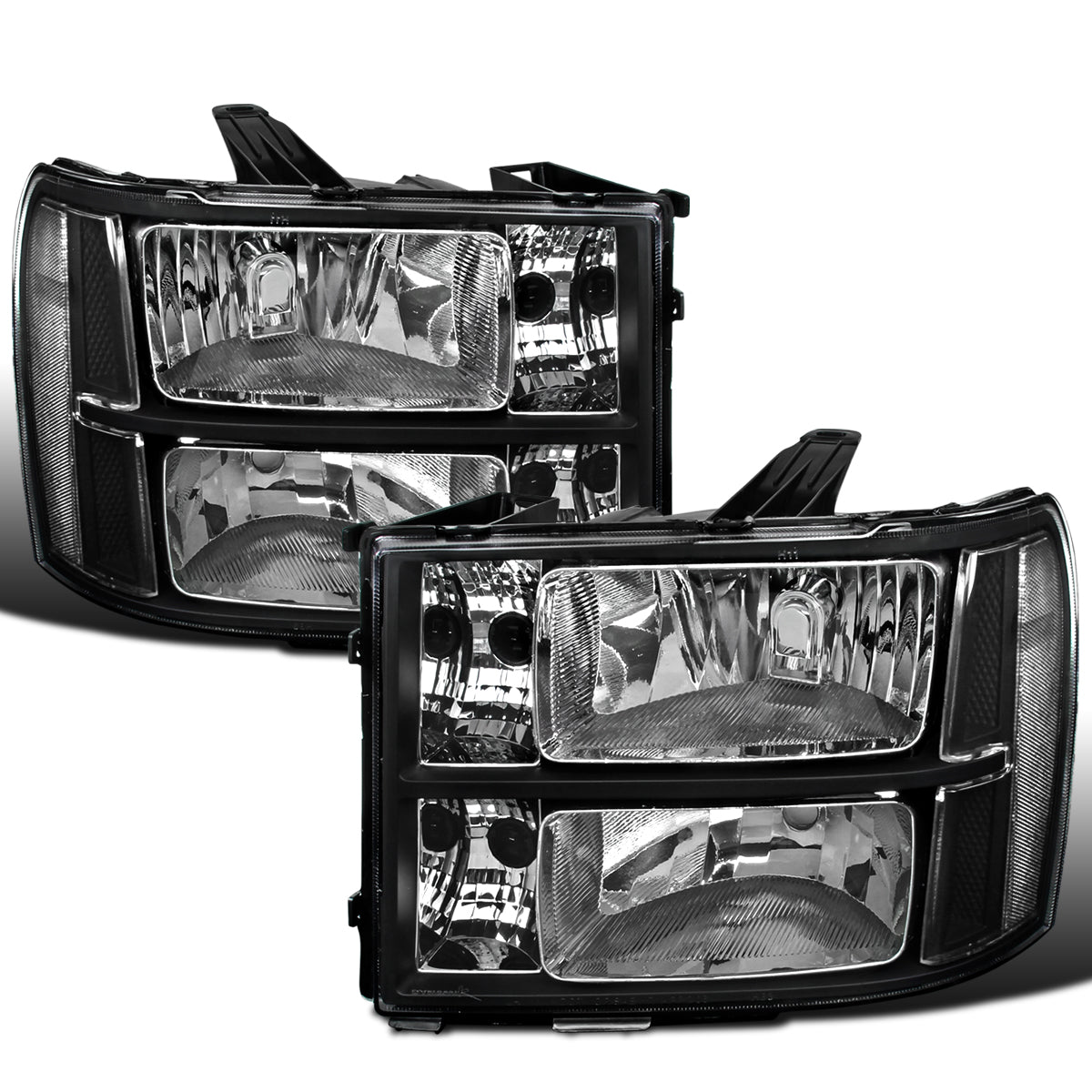 2007-2014 GMC Sierra 1500 1500HD 2500HD 3500HD Denali  Replacement Headlights Assembly Pair | Black