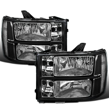 2007-2014 GMC Sierra 1500 1500HD 2500HD 3500HD Denali  Replacement Headlights Assembly Pair | Black
