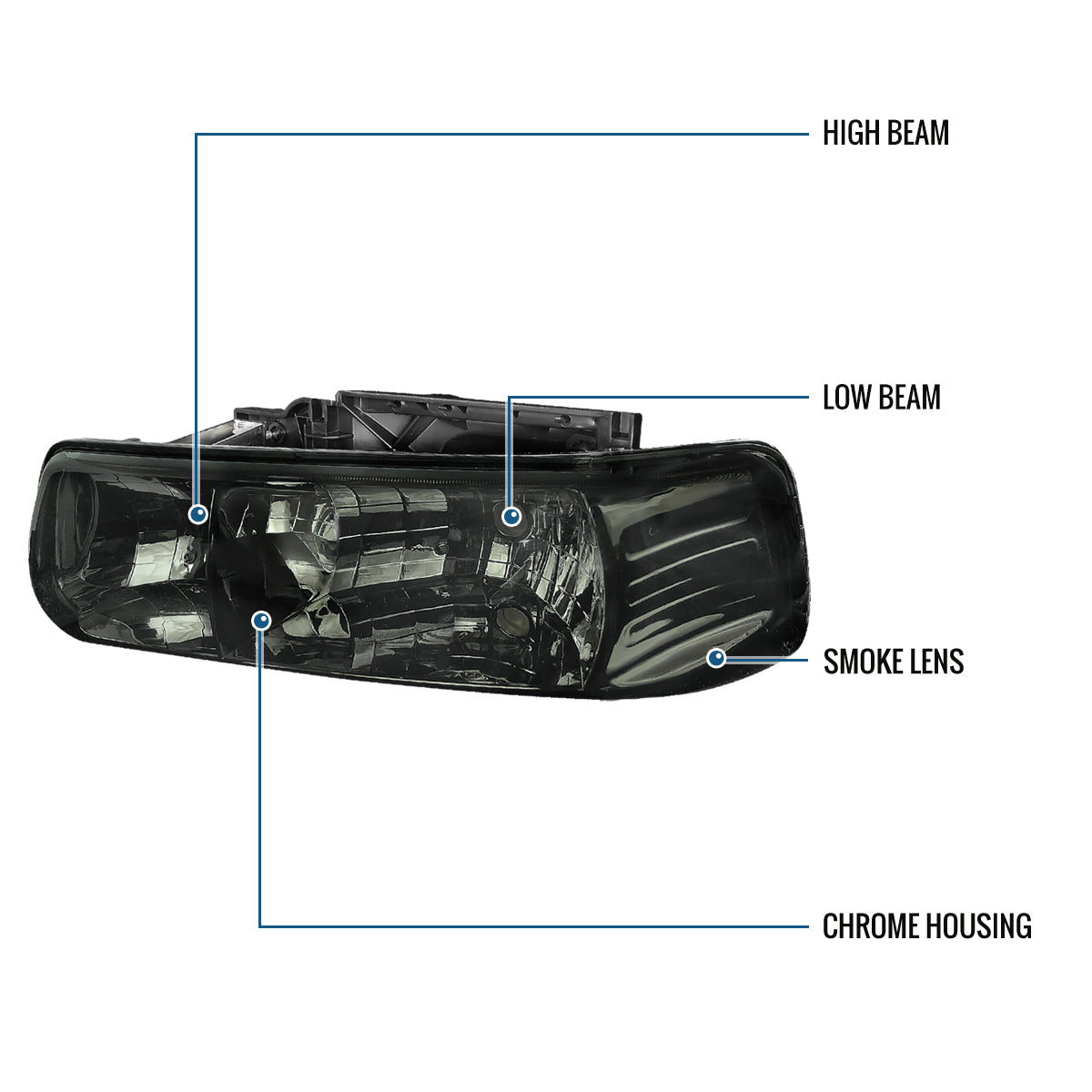 1999-2006 Chevy Silverado Tahoe Suburban Headlights Pair | Smoke