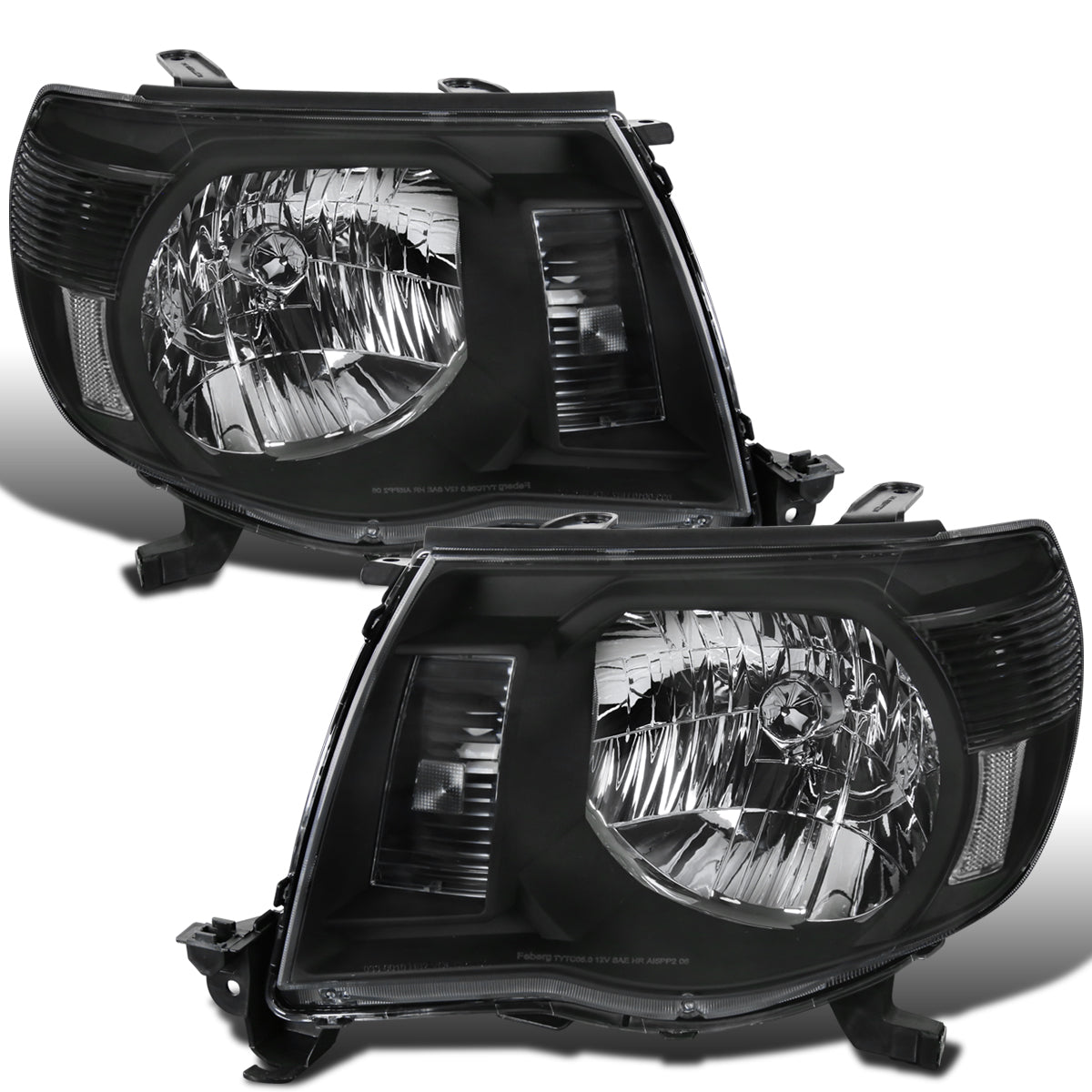 Ronnin - Se adapta a Toyota Tacoma 2005-2011, par de faros delanteros de repuesto con reflector transparente | Negro