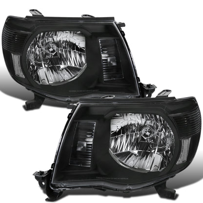 Ronnin - Se adapta a Toyota Tacoma 2005-2011, par de faros delanteros de repuesto con reflector transparente | Negro