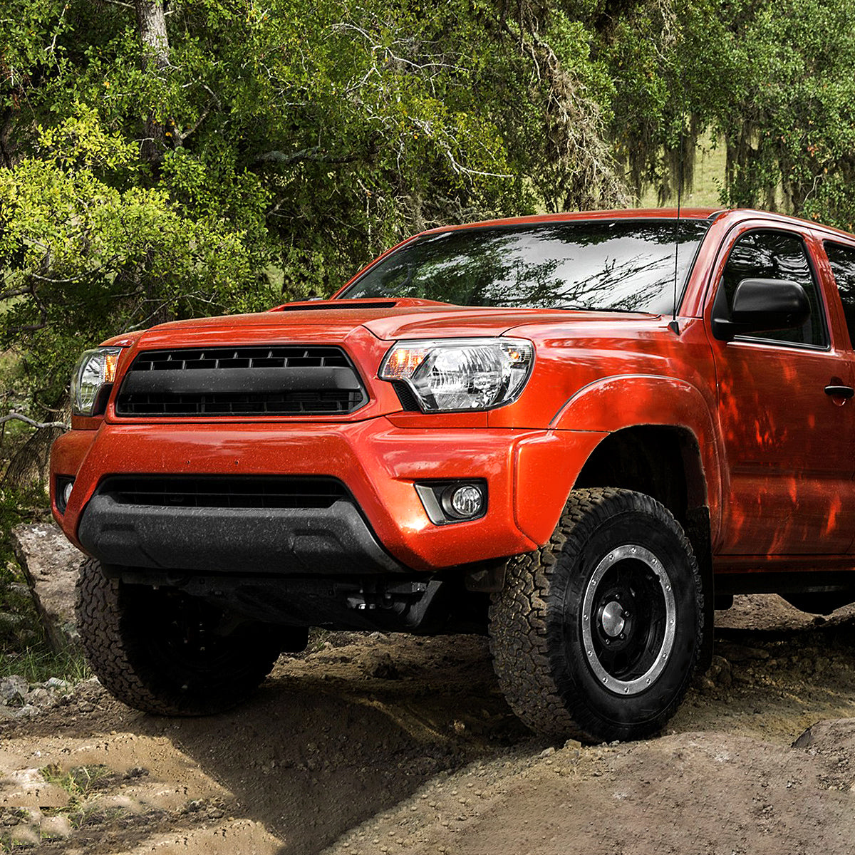 Ronnin - Conjunto de faros delanteros de repuesto con reflector transparente para Toyota Tacoma 2012-2015, par | Negro
