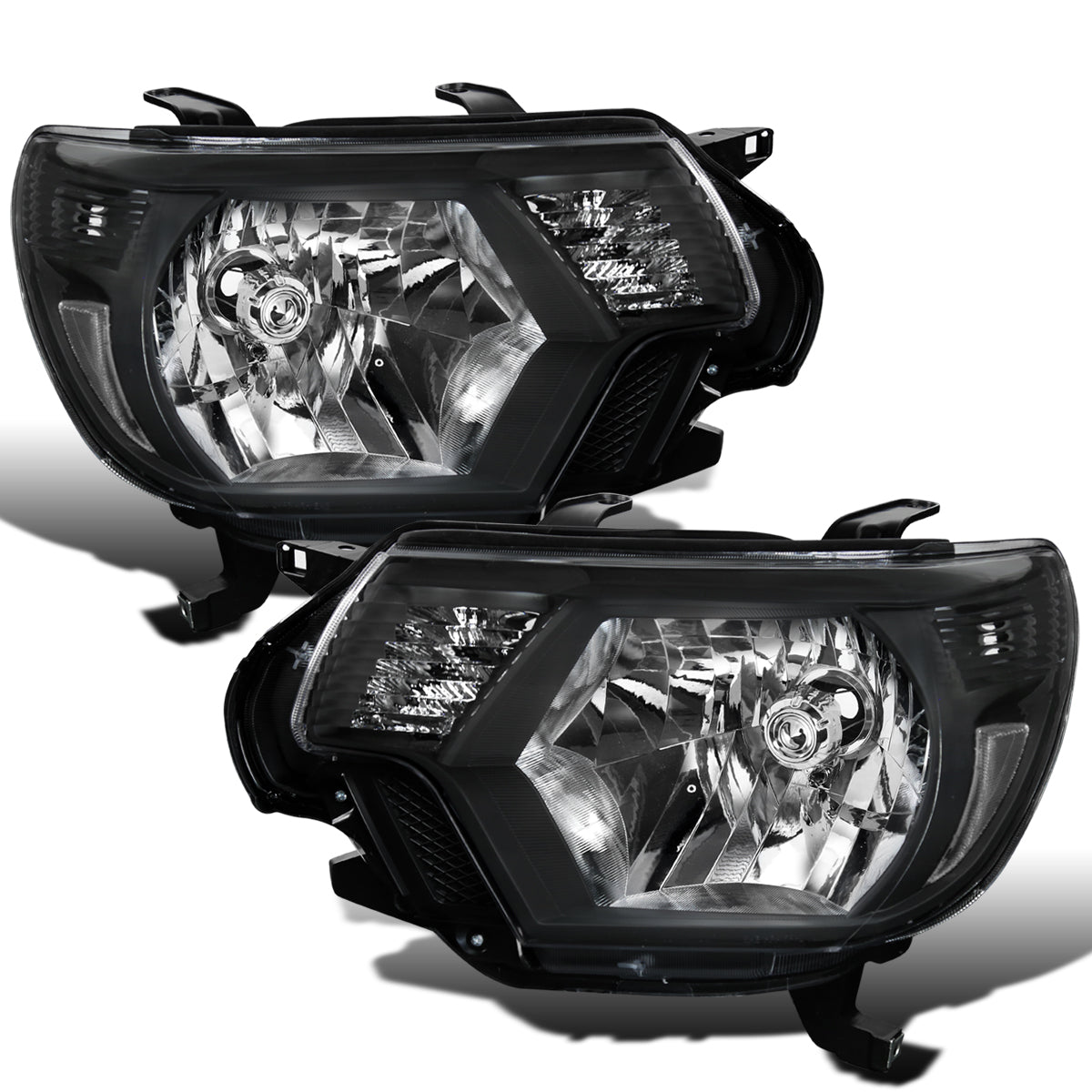 Ronnin - Conjunto de faros delanteros de repuesto con reflector transparente para Toyota Tacoma 2012-2015, par | Negro