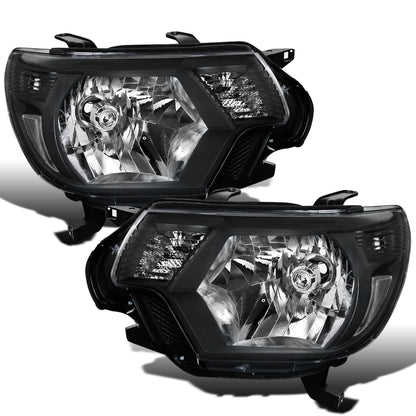 Ronnin - Conjunto de faros delanteros de repuesto con reflector transparente para Toyota Tacoma 2012-2015, par | Negro