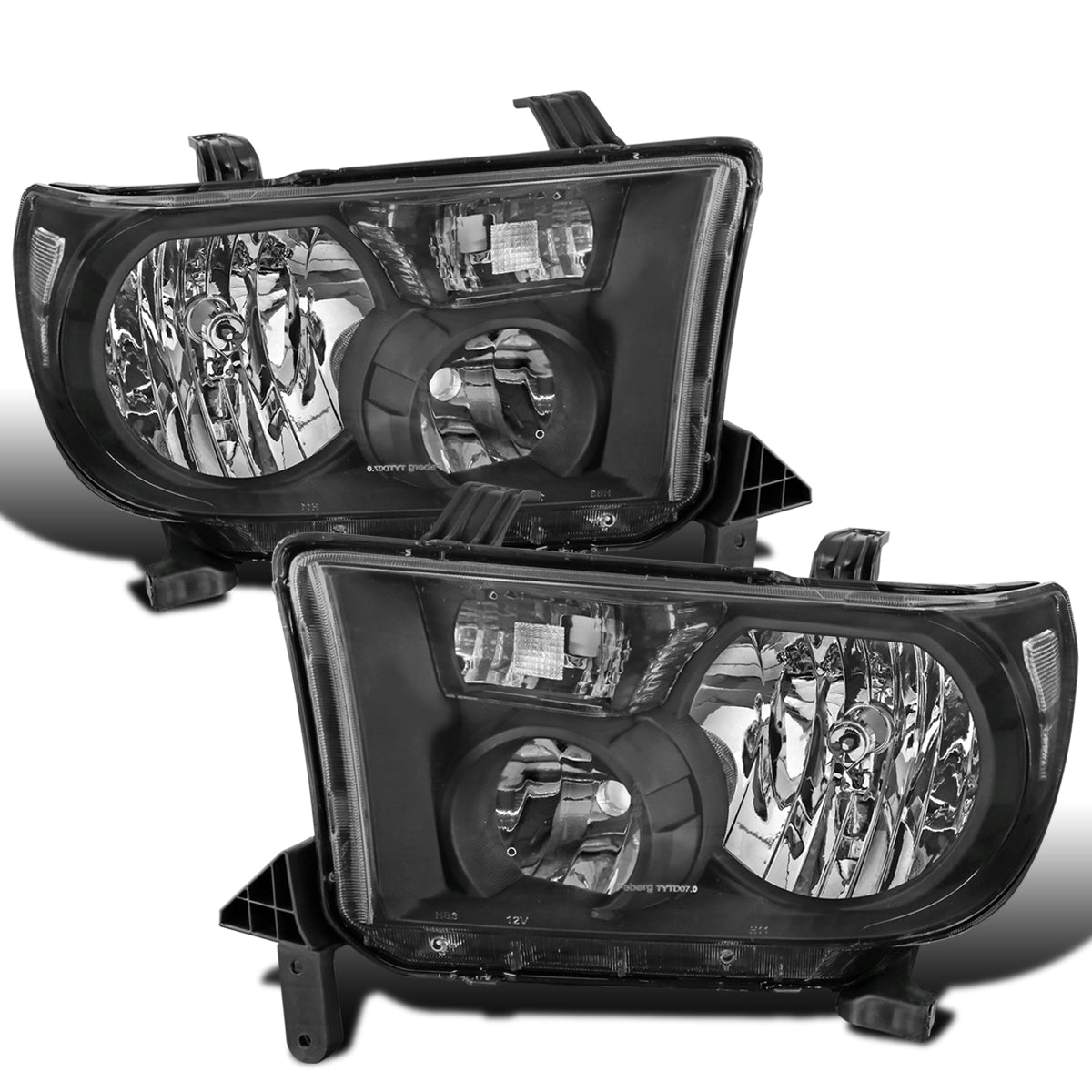 Ronnin - Faros delanteros de repuesto de fábrica con reflector transparente para Toyota Tundra Sequoia 2007-2017 | Negro