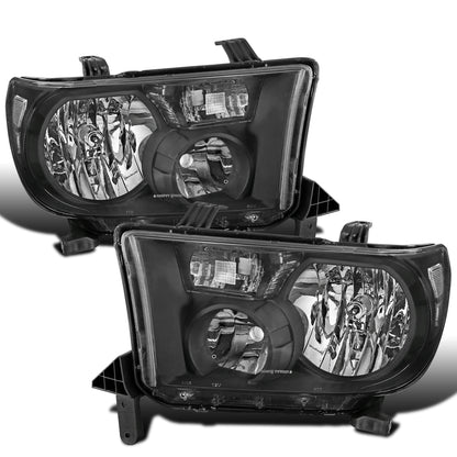 Ronnin - Faros delanteros de repuesto de fábrica con reflector transparente para Toyota Tundra Sequoia 2007-2017 | Negro
