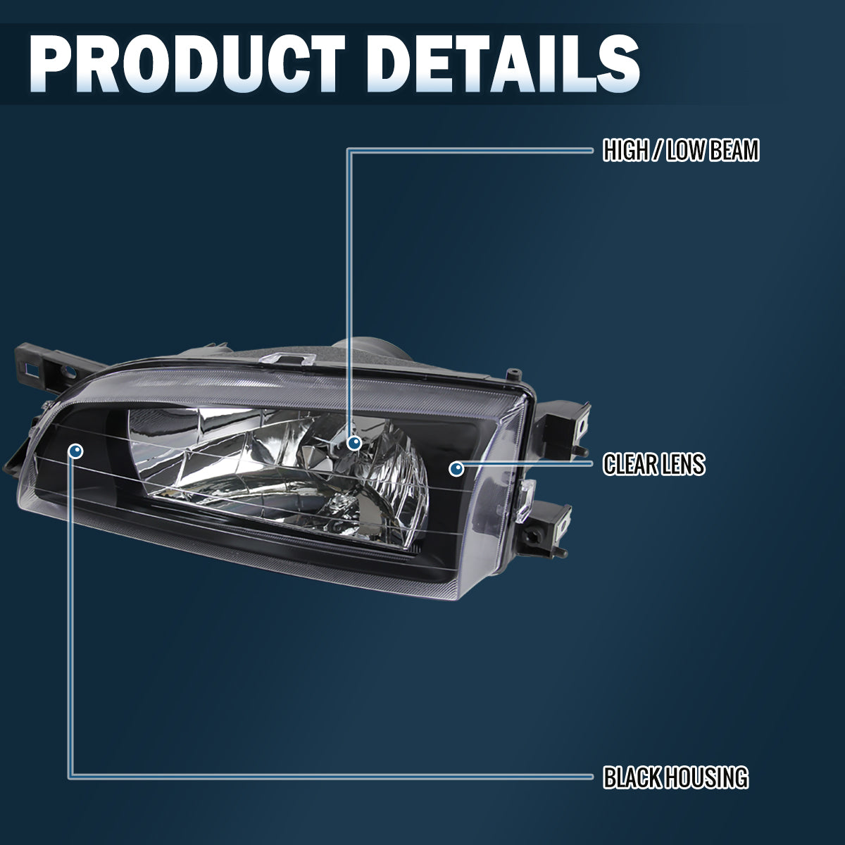 Ronnin - Conjunto de faros de repuesto con reflectores transparentes para Subaru Impreza 1995-2001 | Negro