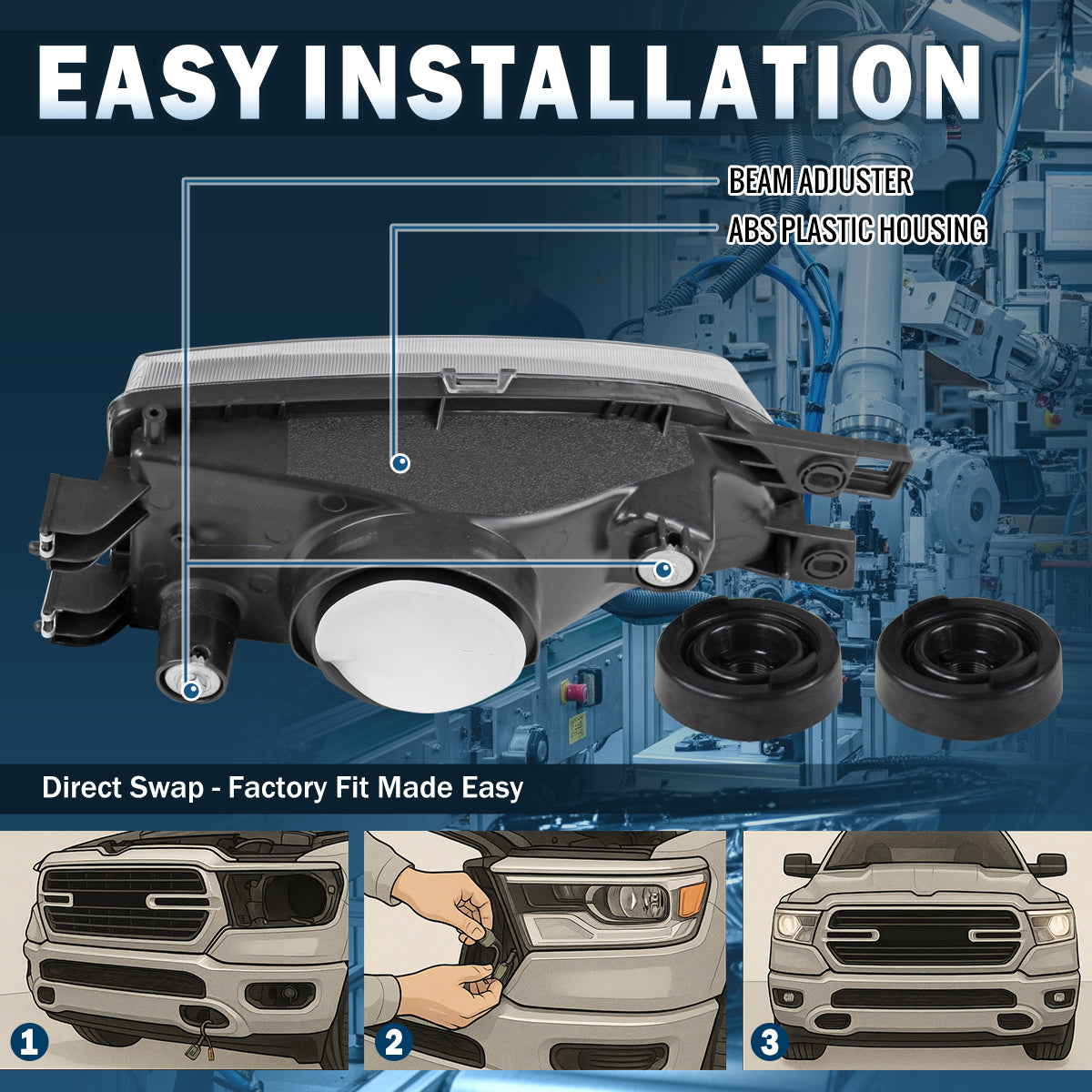 Ronnin - Conjunto de faros de repuesto con reflectores transparentes para Subaru Impreza 1995-2001 | Negro