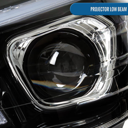 Ronnin - Fits 2008-2011 Mercedes Benz W204 C-Class Full LED Projector Headlights Sequential Signal + Animated Startup Effect Replacement Pair | Glossy Black