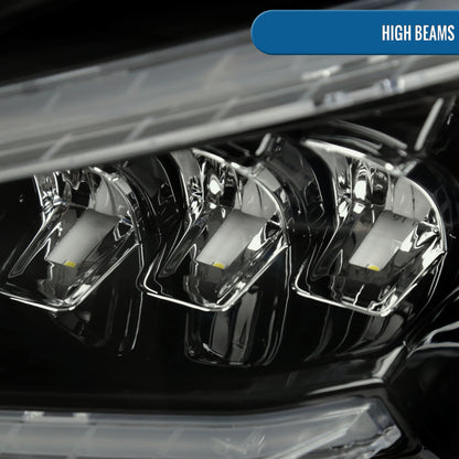 Ronnin - Fits 2008-2011 Mercedes Benz W204 C-Class Full LED Projector Headlights Sequential Signal + Animated Startup Effect Assembly Pair | Black Smoke