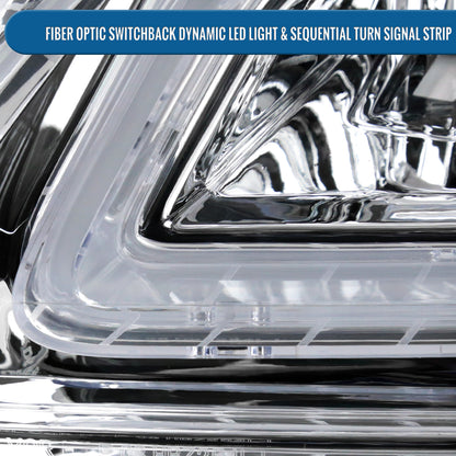 Ronnin - Fits 2008-2011 Mercedes Benz W204 C-Class Full LED Projector Headlights Sequential Signal + Animated Startup Effect Assembly Pair | Chrome