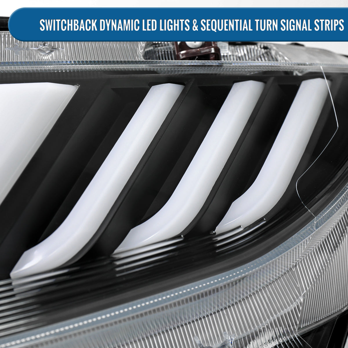 Ronnin - Fits 2016-2021 Honda Civic Full LED Upgrade Replacement For Halogen Type Projector Headlights Switchback Sequential Turn Signals + Animated Startup Assembly Pair | Black