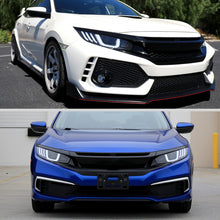 Ronnin - Fits 2016-2021 Honda Civic Full LED Upgrade Replacement For Halogen Type Projector Headlights Switchback Sequential Turn Signals + Animated Startup Assembly Pair | Black