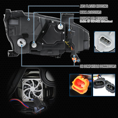 Ronnin - Fits 2016-2021 Honda Civic Full LED Upgrade Replacement For Halogen Type Projector Headlights Switchback Sequential Turn Signals + Animated Startup Assembly Pair | Black Smoke