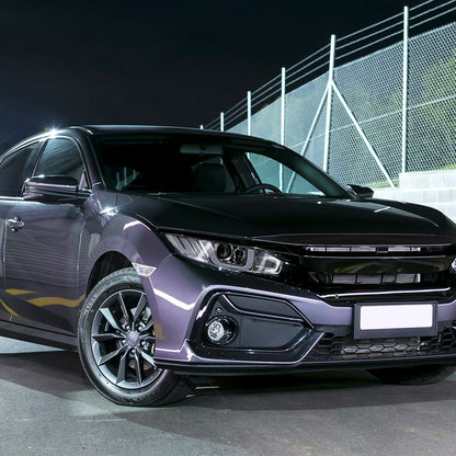 Ronnin - Fits 2016-2021 Honda Civic Full LED Upgrade Replacement For Halogen Type Projector Headlights Switchback Sequential Turn Signals + Animated Startup Assembly Pair | Chrome