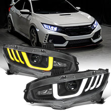 Ronnin - Fits 2016-2021 Honda Civic Full LED Upgrade Replacement For LED Type Projector Headlights Switchback Sequential Turn Signals + Animated Startup Assembly Pair | Black